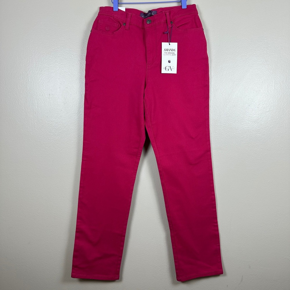 Gloria Vanderbilt Women's 8 Amanda Slimming Jean Pink Aster Tapered Leg Stretch